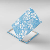 Fiji Tapa Pattern Canvas Wall Art Plumeria Floral LT01 With Frame Blue - Polynesian Pride