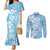 Fiji Tapa Pattern Couples Matching Mermaid Dress and Long Sleeve Button Shirt Plumeria Floral