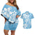 Fiji Tapa Pattern Couples Matching Off Shoulder Short Dress and Hawaiian Shirt Plumeria Floral