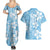 Fiji Tapa Pattern Couples Matching Summer Maxi Dress and Hawaiian Shirt Plumeria Floral