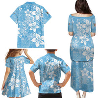 Fiji Tapa Pattern Family Matching Puletasi and Hawaiian Shirt Plumeria Floral LT01 - Polynesian Pride