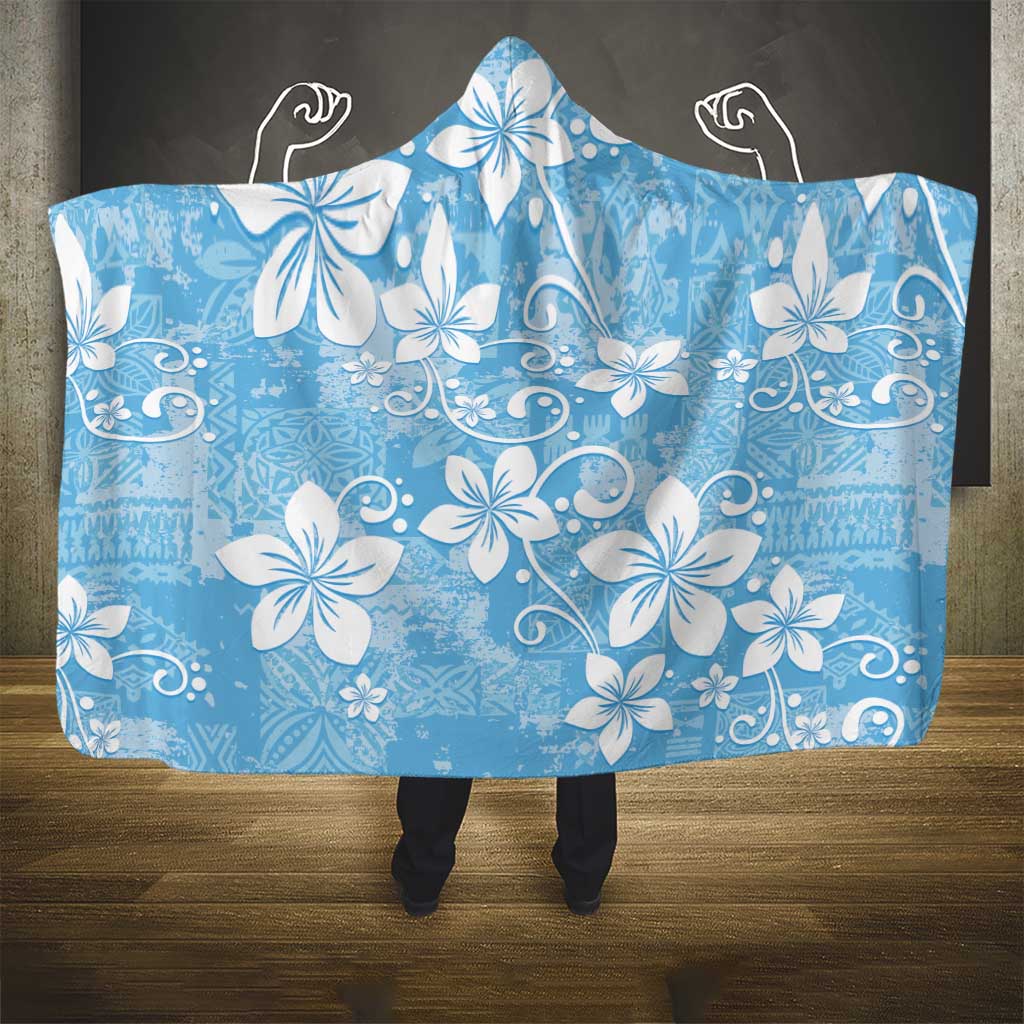Fiji Tapa Pattern Hooded Blanket Plumeria Floral LT01 - Polynesian Pride