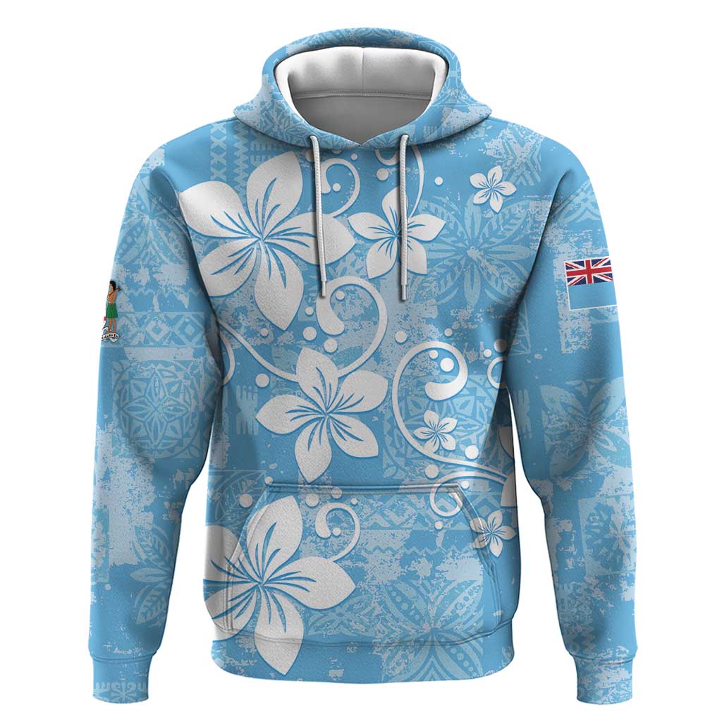 Fiji Tapa Pattern Hoodie Plumeria Floral