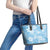 Fiji Tapa Pattern Leather Tote Bag Plumeria Floral