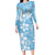 Fiji Tapa Pattern Long Sleeve Bodycon Dress Plumeria Floral