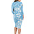 Fiji Tapa Pattern Long Sleeve Bodycon Dress Plumeria Floral