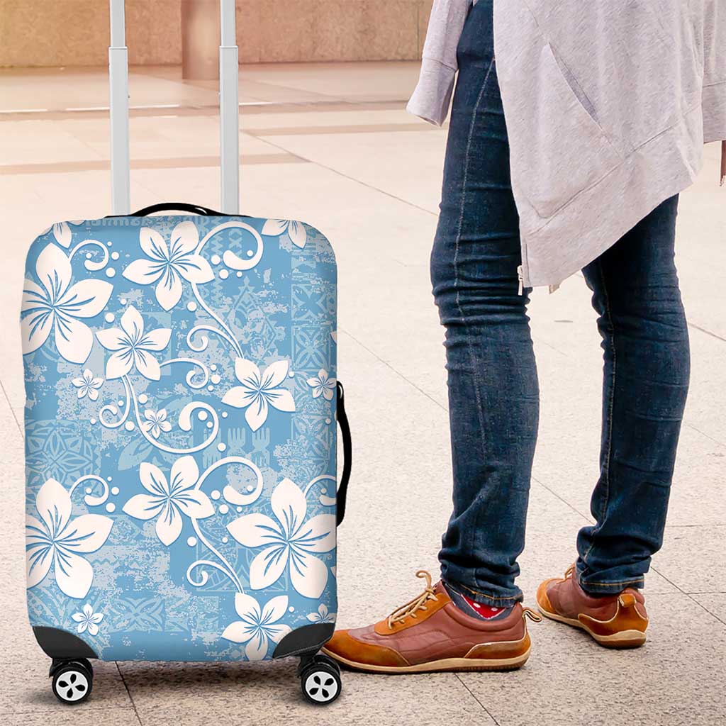 Fiji Tapa Pattern Luggage Cover Plumeria Floral