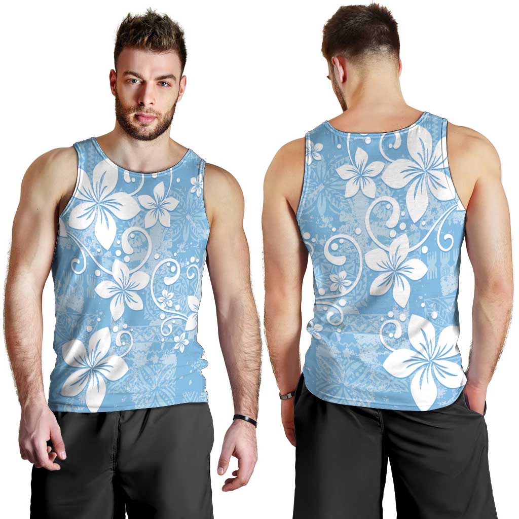 Fiji Tapa Pattern Men Tank Top Plumeria Floral LT01 - Polynesian Pride