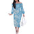 Fiji Tapa Pattern Off The Shoulder Long Sleeve Dress Plumeria Floral