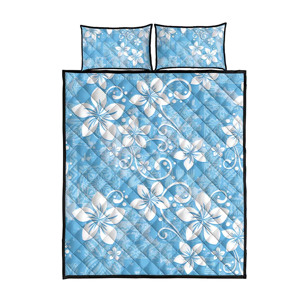 Fiji Tapa Pattern Quilt Bed Set Plumeria Floral LT01 - Polynesian Pride