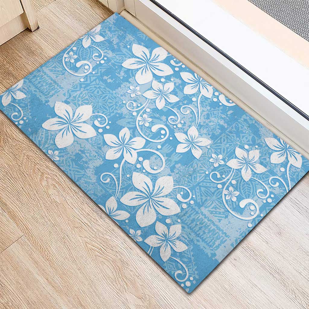 Fiji Tapa Pattern Rubber Doormat Plumeria Floral LT01 - Polynesian Pride
