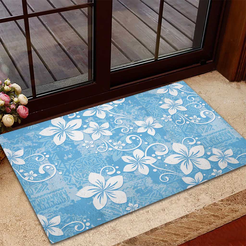 Fiji Tapa Pattern Rubber Doormat Plumeria Floral LT01 - Polynesian Pride