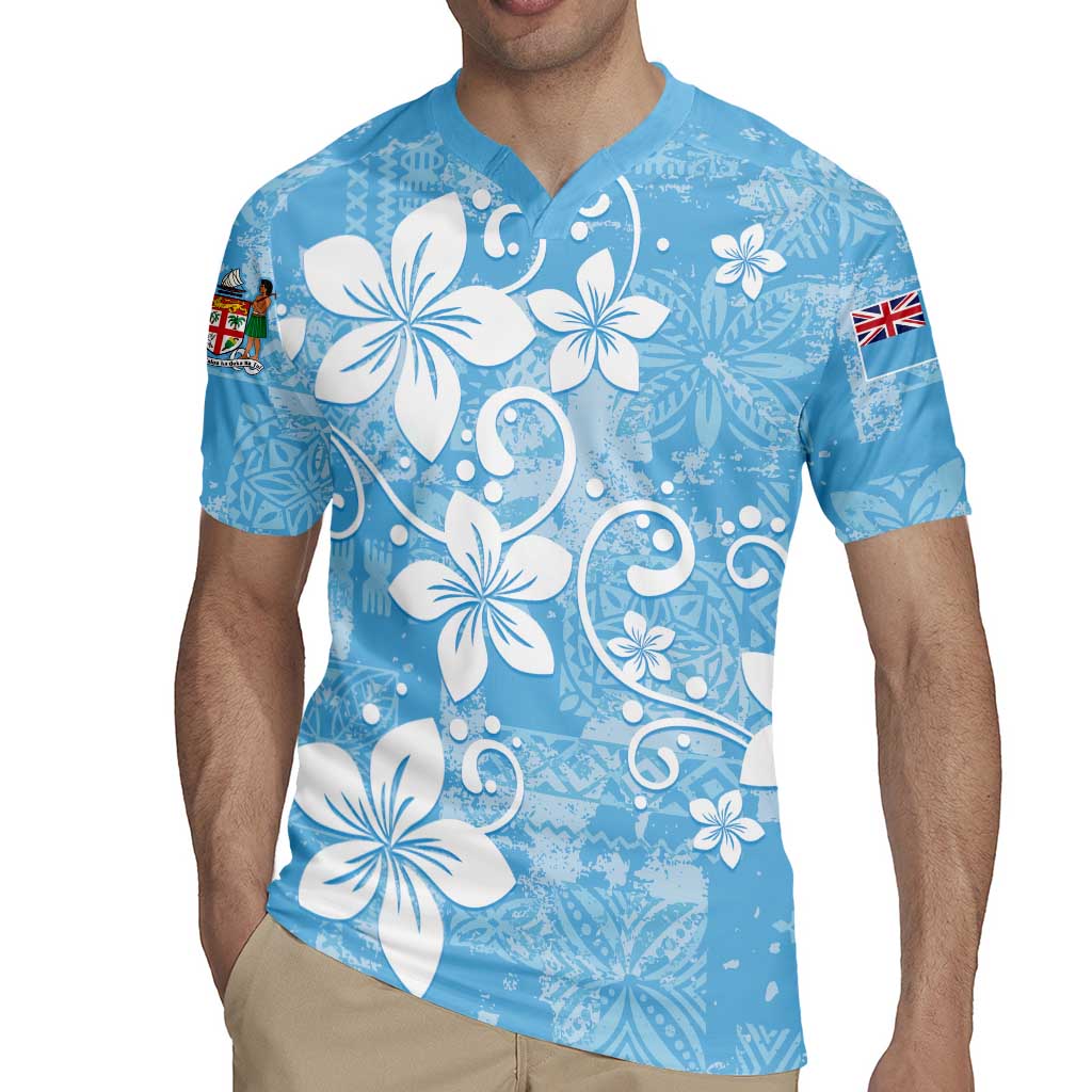 Fiji Tapa Pattern Rugby Jersey Plumeria Floral LT01 - Polynesian Pride
