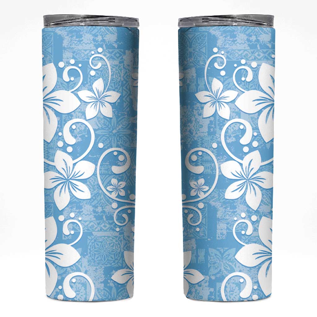 Fiji Tapa Pattern Skinny Tumbler Plumeria Floral