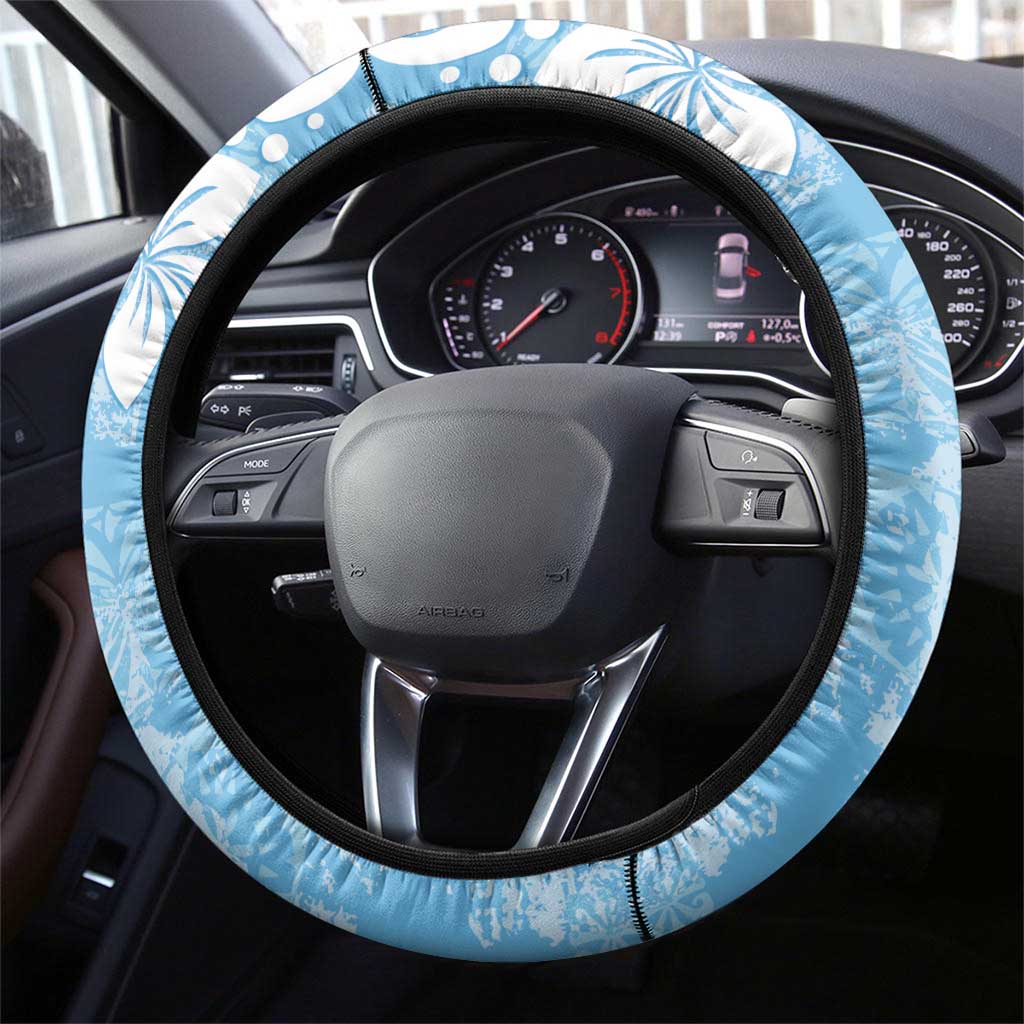 Fiji Tapa Pattern Steering Wheel Cover Plumeria Floral LT01 - Polynesian Pride