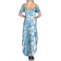 Fiji Tapa Pattern Summer Maxi Dress Plumeria Floral LT01 - Polynesian Pride