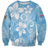 Fiji Tapa Pattern Sweatshirt Plumeria Floral LT01 Unisex Blue - Polynesian Pride