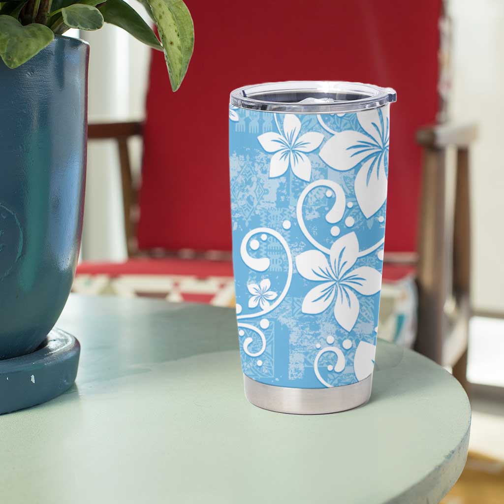 Fiji Tapa Pattern Tumbler Cup Plumeria Floral LT01 - Polynesian Pride