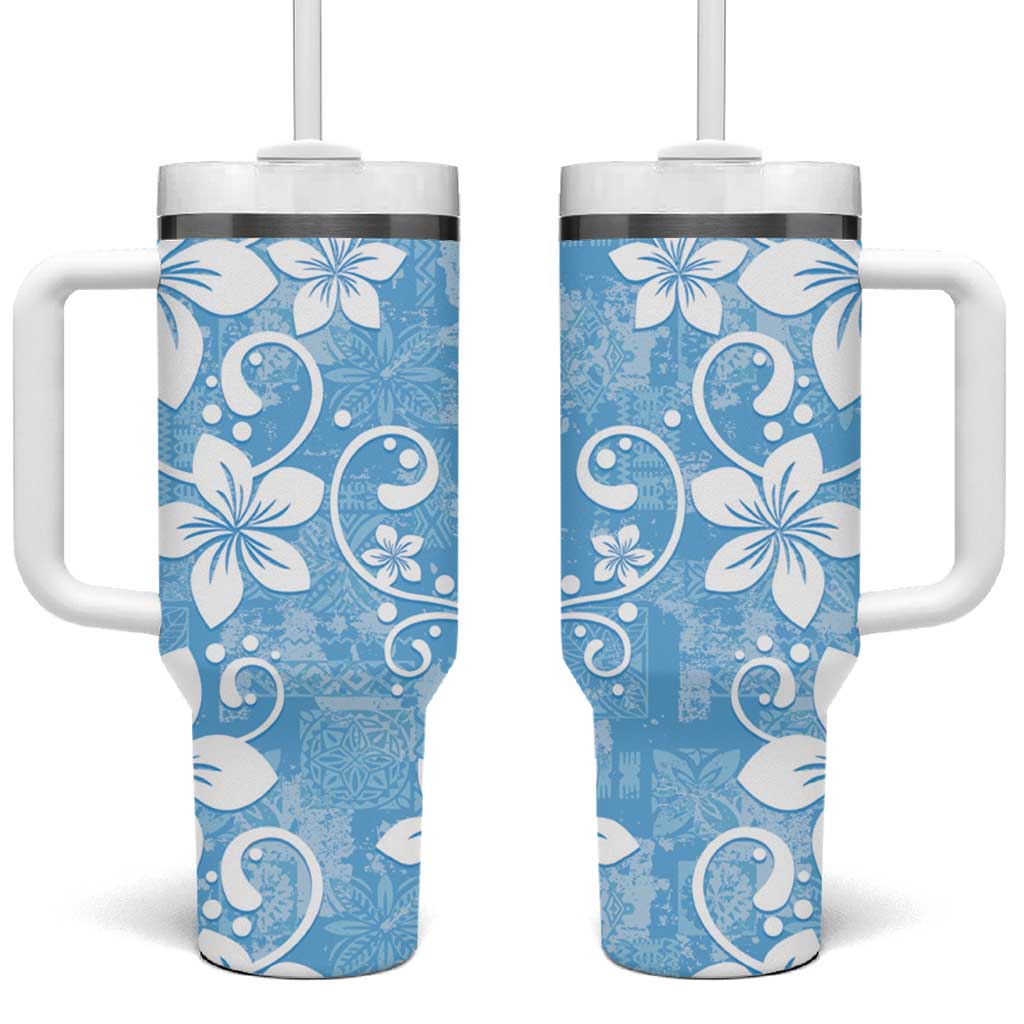 Fiji Tapa Pattern Tumbler With Handle Plumeria Floral