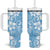 Fiji Tapa Pattern Tumbler With Handle Plumeria Floral