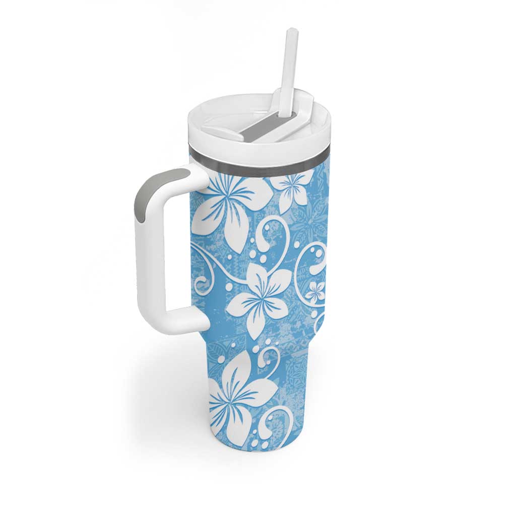 Fiji Tapa Pattern Tumbler With Handle Plumeria Floral LT01 - Polynesian Pride