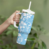 Fiji Tapa Pattern Tumbler With Handle Plumeria Floral LT01 - Polynesian Pride