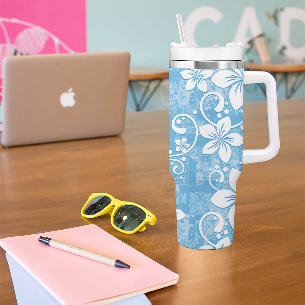 Fiji Tapa Pattern Tumbler With Handle Plumeria Floral LT01 - Polynesian Pride