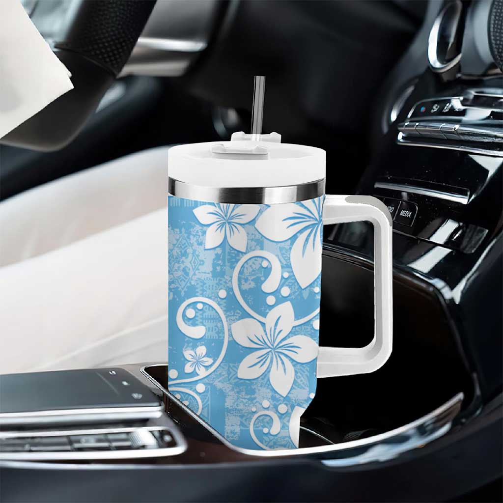 Fiji Tapa Pattern Tumbler With Handle Plumeria Floral LT01 - Polynesian Pride