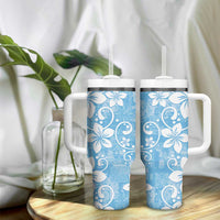 Fiji Tapa Pattern Tumbler With Handle Plumeria Floral LT01 - Polynesian Pride
