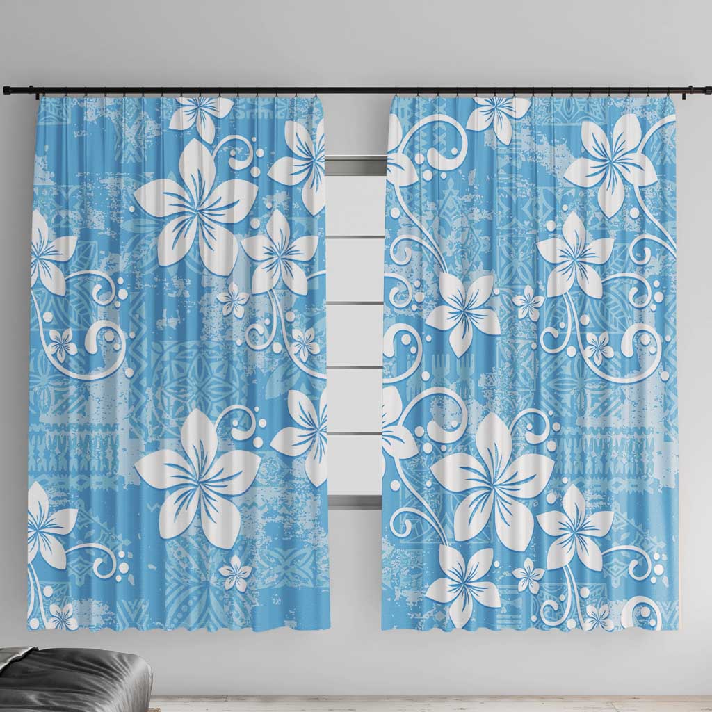 Fiji Tapa Pattern Window Curtain Plumeria Floral