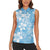 Fiji Tapa Pattern Women Sleeveless Polo Shirt Plumeria Floral