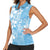 Fiji Tapa Pattern Women Sleeveless Polo Shirt Plumeria Floral