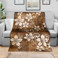 Plumeria Floral Tapa Pattern Vintage Gold Blanket LT01 - Polynesian Pride