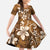 Plumeria Floral Tapa Pattern Vintage Gold Family Matching Mermaid Dress and Hawaiian Shirt