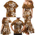 Plumeria Floral Tapa Pattern Vintage Gold Family Matching Mermaid Dress and Hawaiian Shirt