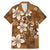 Plumeria Floral Tapa Pattern Vintage Gold Family Matching Mermaid Dress and Hawaiian Shirt