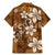 Plumeria Floral Tapa Pattern Vintage Gold Family Matching Mermaid Dress and Hawaiian Shirt