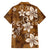 Plumeria Floral Tapa Pattern Vintage Gold Family Matching Off The Shoulder Long Sleeve Dress and Hawaiian Shirt