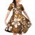 Plumeria Floral Tapa Pattern Vintage Gold Family Matching Off Shoulder Short Dress and Hawaiian Shirt