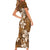 Plumeria Floral Tapa Pattern Vintage Gold Family Matching Short Sleeve Bodycon Dress and Hawaiian Shirt