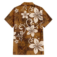 Plumeria Floral Tapa Pattern Vintage Gold Hawaiian Shirt LT01 - Polynesian Pride