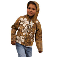 Plumeria Floral Tapa Pattern Vintage Gold Kid Hoodie