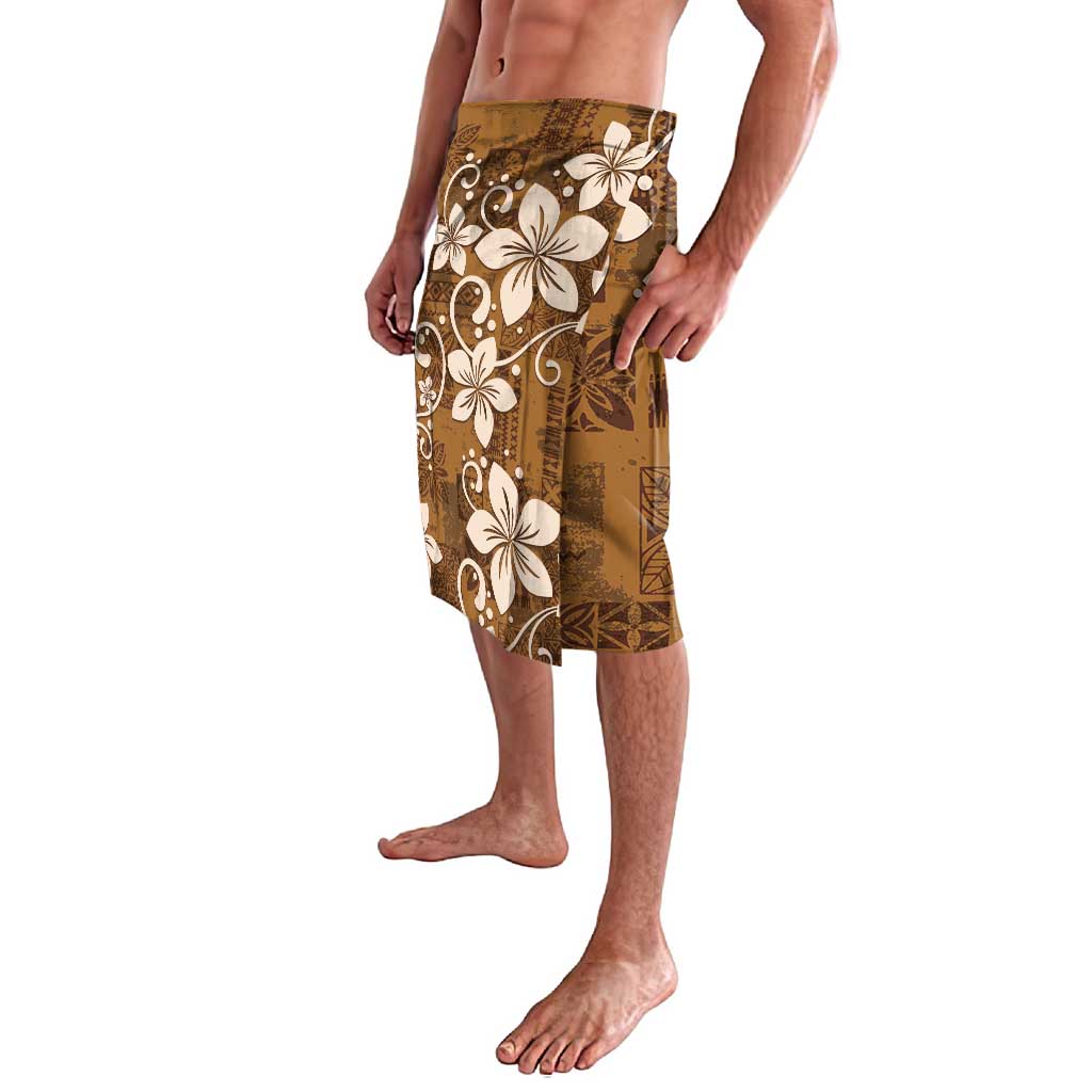 Plumeria Floral Tapa Pattern Vintage Gold Lavalava LT01 - Polynesian Pride