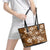 Plumeria Floral Tapa Pattern Vintage Gold Leather Tote Bag