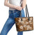 Plumeria Floral Tapa Pattern Vintage Gold Leather Tote Bag