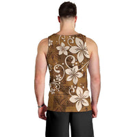 Plumeria Floral Tapa Pattern Vintage Gold Men Tank Top LT01 - Polynesian Pride