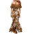 Plumeria Floral Tapa Pattern Vintage Gold Mermaid Dress