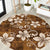 Plumeria Floral Tapa Pattern Vintage Gold Round Carpet