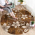 Plumeria Floral Tapa Pattern Vintage Gold Round Carpet