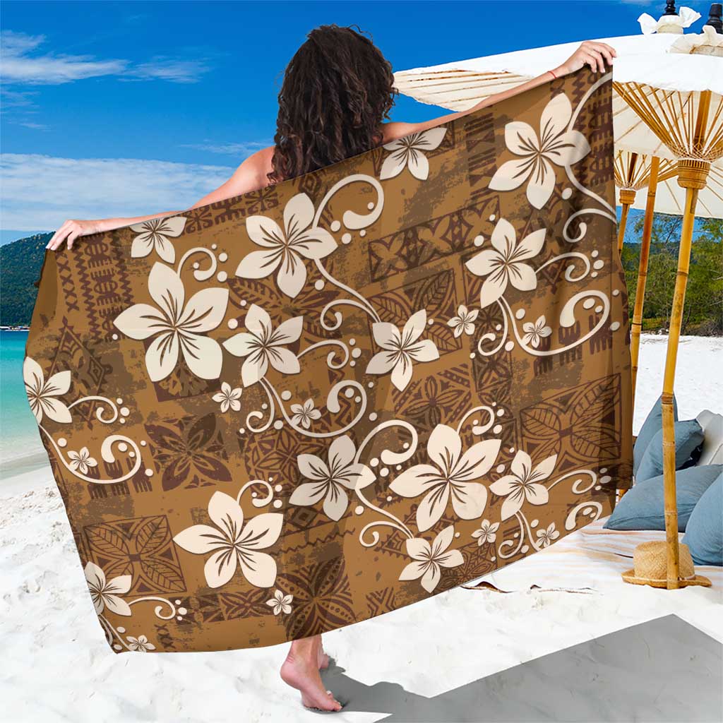 Plumeria Floral Tapa Pattern Vintage Gold Sarong